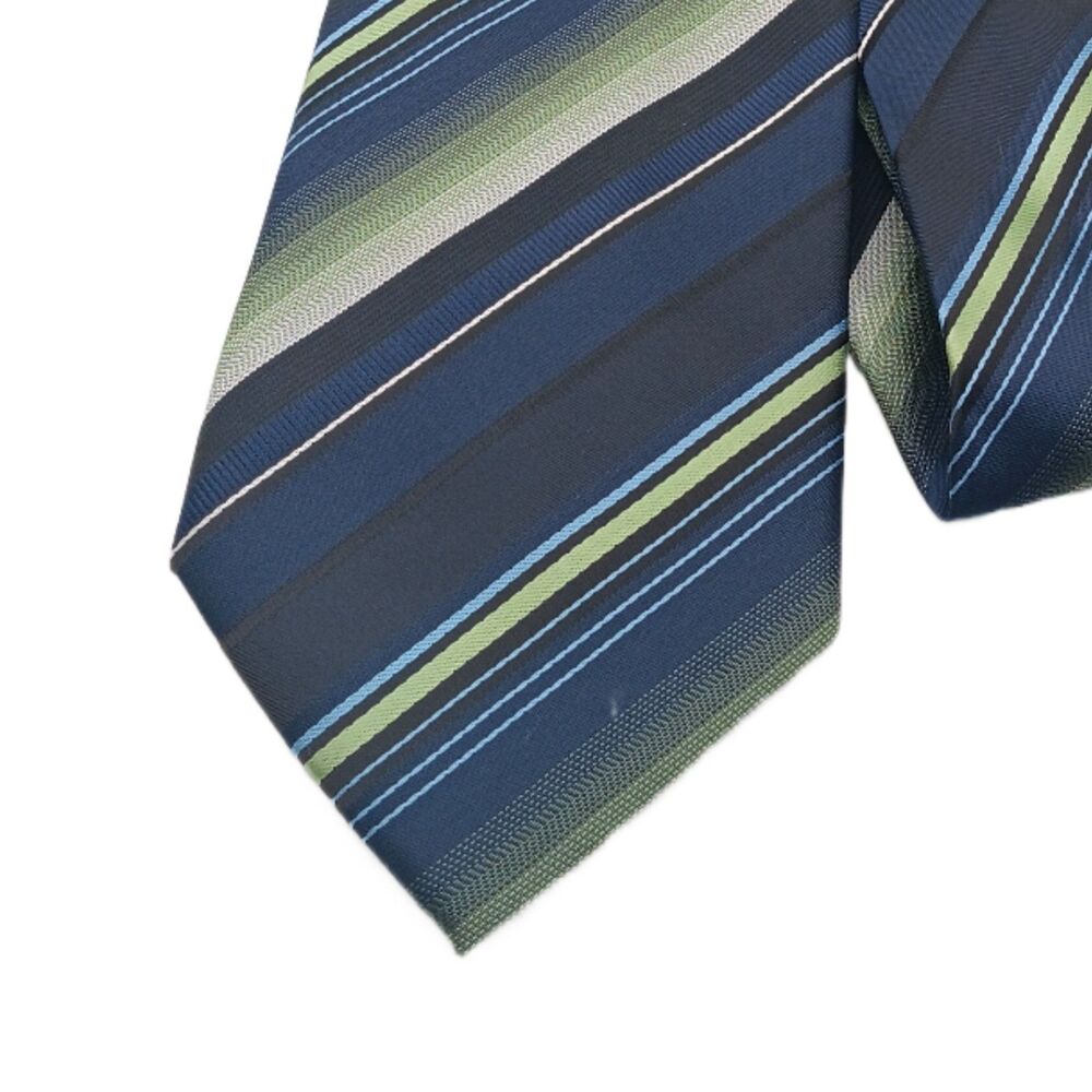 Croft & Barrow Repp Tie Mens 61” Black Navy Green Stripe Classic New